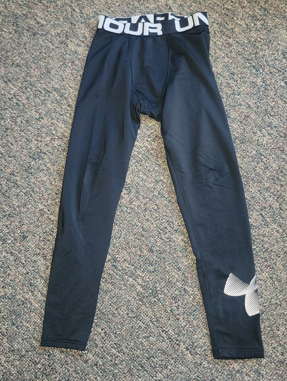 Under Armour Black Leggings with White Logo Waistband
